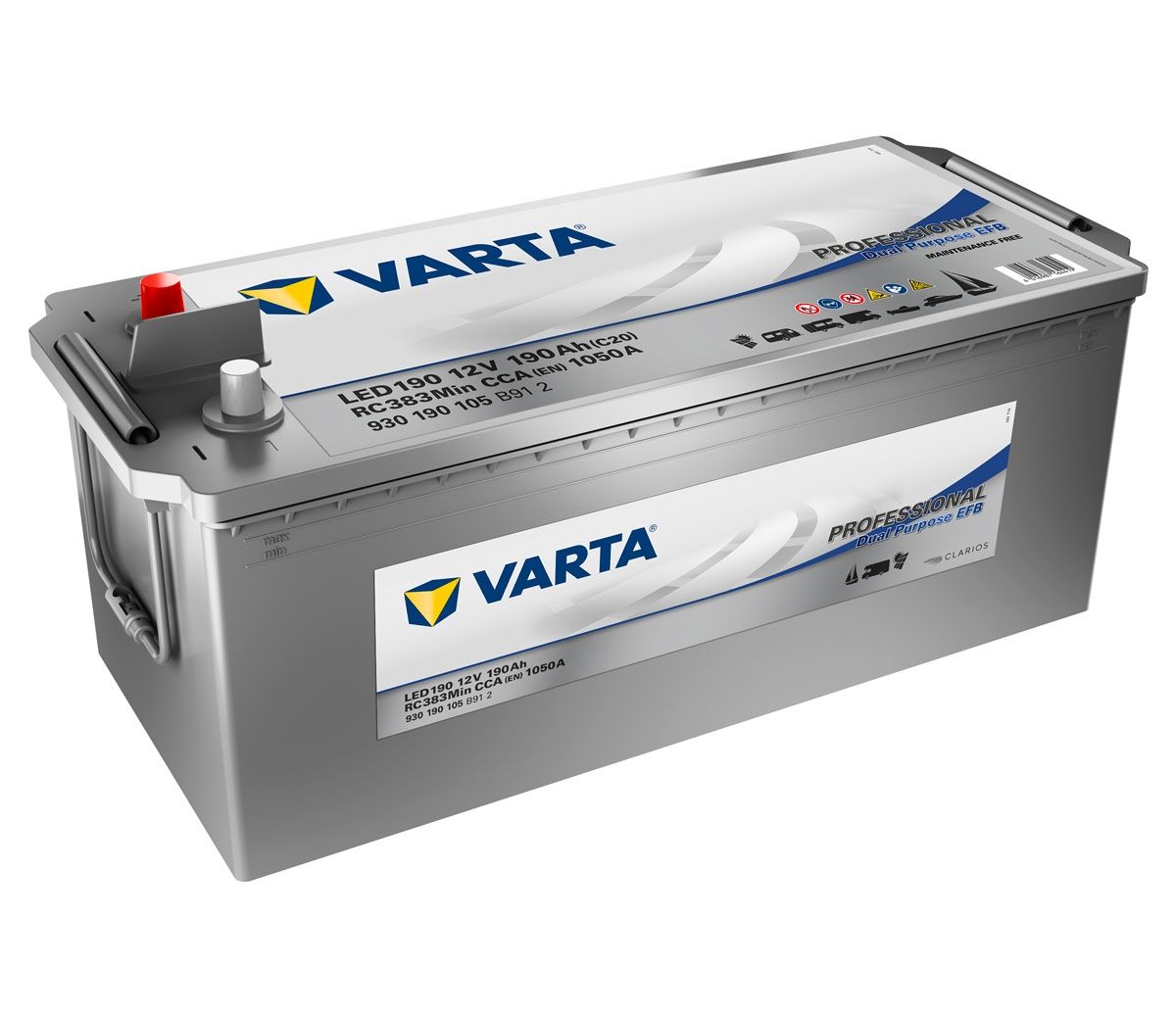 Akumulators VARTA PROFESSIONAL Dual Purpose EFB LED190 12V 190Ah 1050A(EN), 513x223x223 3/1